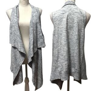 White House Black Market Gray Open Front Waterfall Cardigan Vest Women’s M